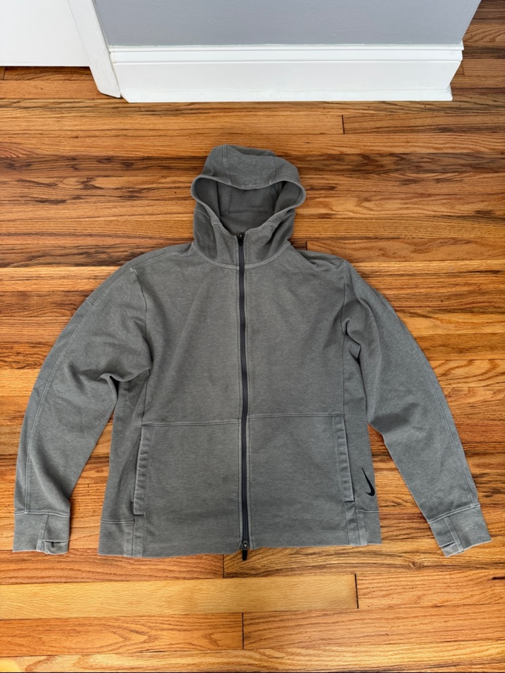 Men’s Nike Dri-Fit Full Zip Hooded Jacket Grey Medium